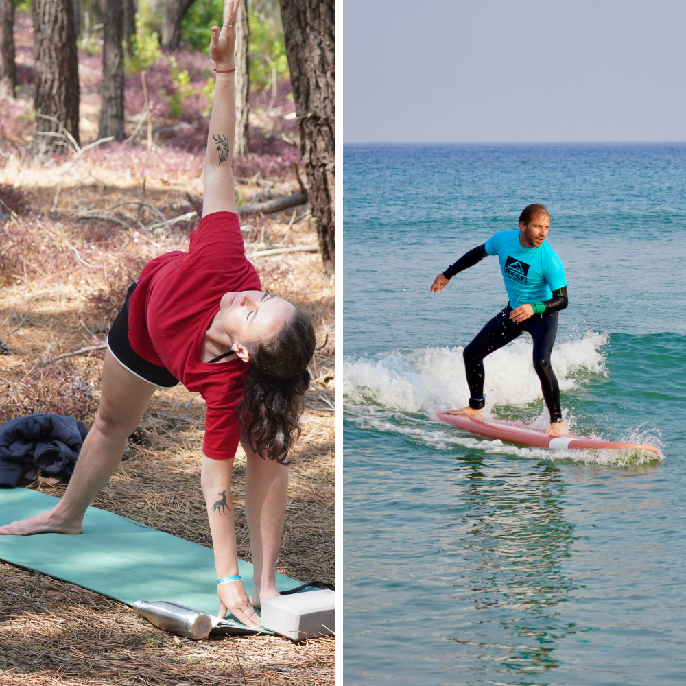 Trouver l'équilibre au surf et au yoga chez Mamaz surfcamp